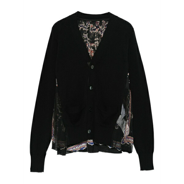 サカイ レディース ジレー アウター Paisley panel cardigan Black