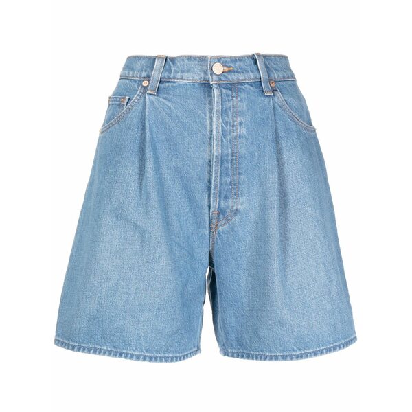 母ちゃん レディース ジーンズズボン下 ボトムス The fun dip pleated denim shorts Blue