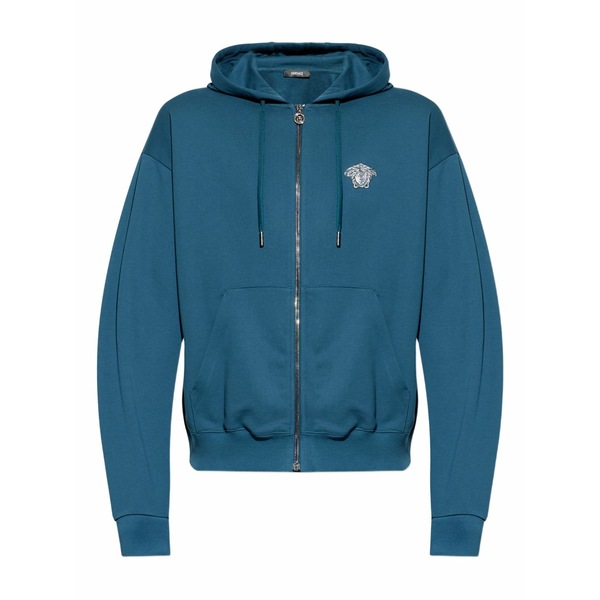 ヴェルサーチ メンズ パーカー・スウェットシャツ アウター Zip-up hoodie Blue｜asty