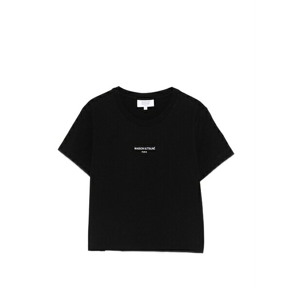 メゾン キツネ レディース Tシャツ トップス Logo t-shirt Black｜asty