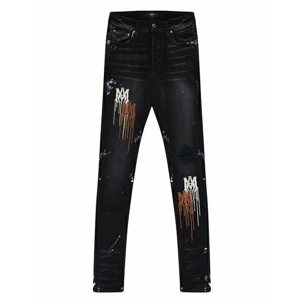 アミリ メンズ デニムパンツ ボトムス Paint-drip jeans Black｜asty