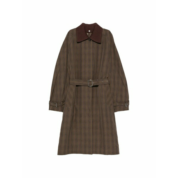 アイスバーグレタス レディース 厚地の外套 アウター Check-pattern belted coat Brown