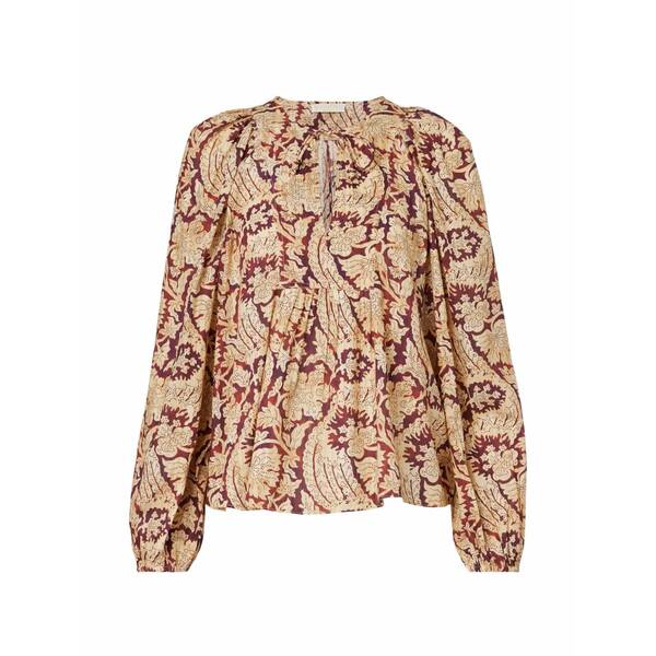 ウラ・ジョンソン レディース プルオーバー トップス Floral-print ruffled blouse Neutrals