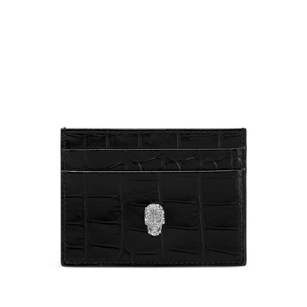 フィリッププレイン レディース 財布 アクセサリー Skull-embellishment cardholder Black｜asty