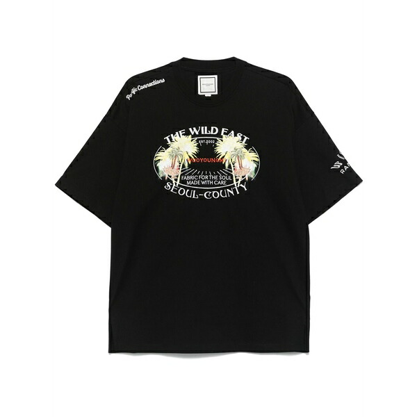 ウーヨンミ メンズ プルオーバー トップス Palm tree t-shirt Black