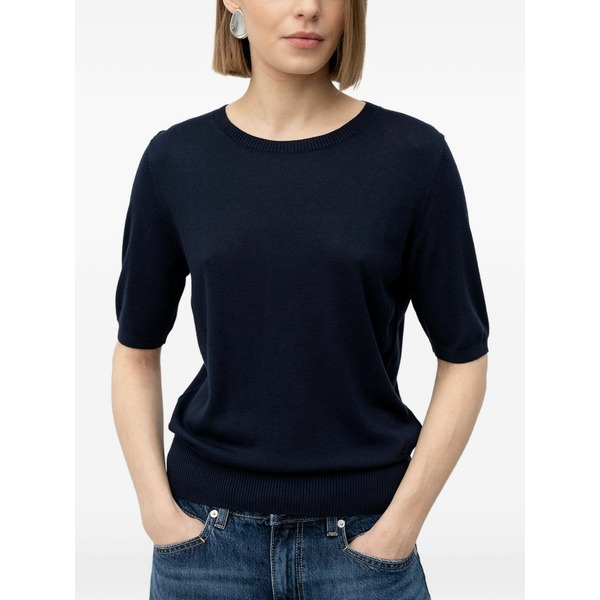 主任者 レディース 編み物\u0026プルオーバー アウター Short-sleeve sweater Blue