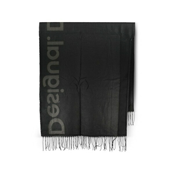 デジグアル レディース えり巻き・袈裟・えり巻き 付属物 Logo-print fringed scarf Black