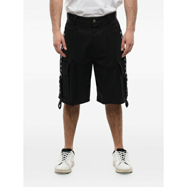 象牙色 メンズ 心地よいズボン下 ボトムス Multi-pocket shorts Black