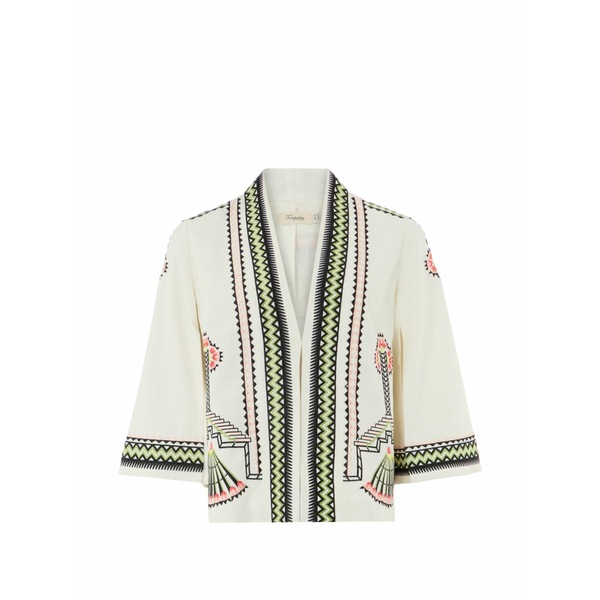 テンパリーロンドン レディース 厚地の外套 アウター Avalon embroidered linen jacket Neutrals