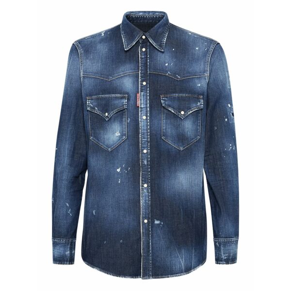 ディースクエアード メンズ プルオーバー トップス Western-style denim shirt Blue