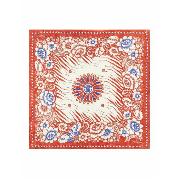 ロベルトカヴァリ レディース 消音装置・袈裟・えり巻き 添え物 Zebra-pattern floral scarf Red