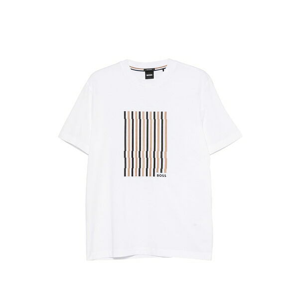 主任者 メンズ プルオーバー トップス Stripe-embroidered t-shirt White