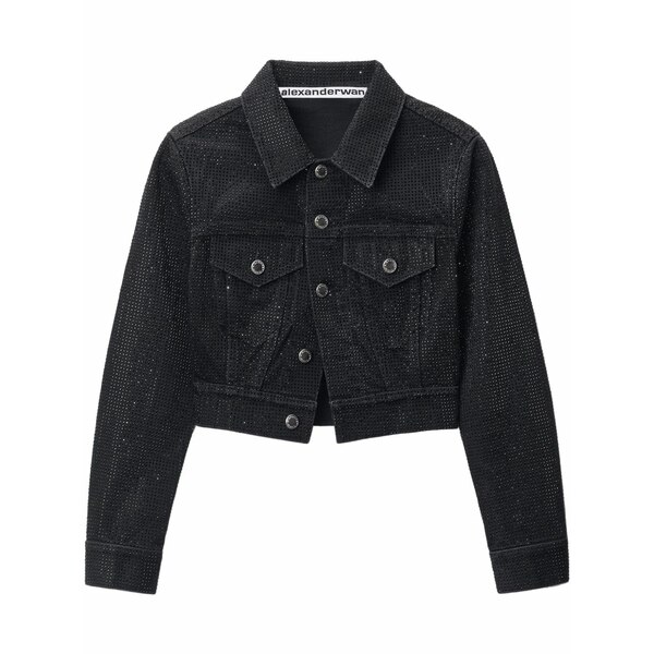 アレキサンダーワン レディース 上衣＆上衣 アウター Crystal-embellished denim jacket Black