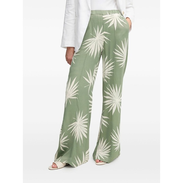 ウイ レディース 心地よいズボン下 ボトムス Floral palazzo pants Green