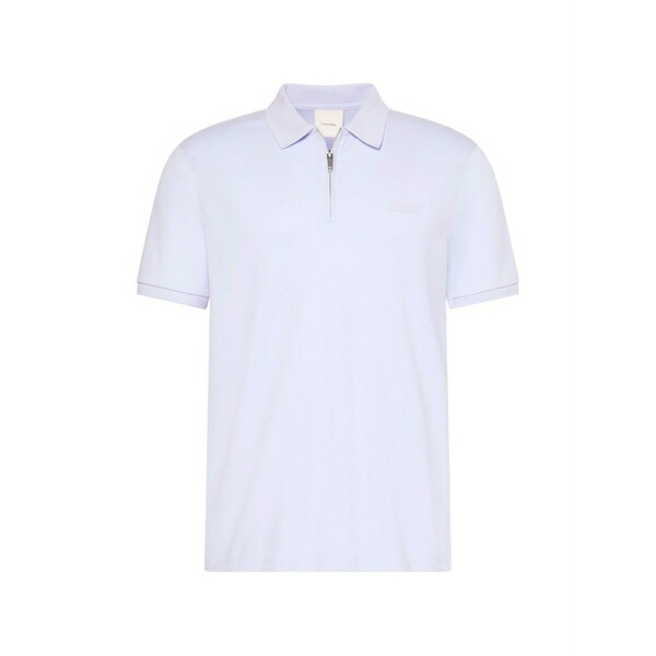 カルバンクライン メンズ スポーツシャツ トップス Zip-fastening logo-patch polo shirt Blue