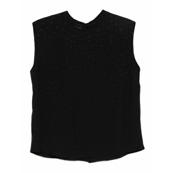 ピンコ レディース カットソー トップス Jacquard sleeveless top Black