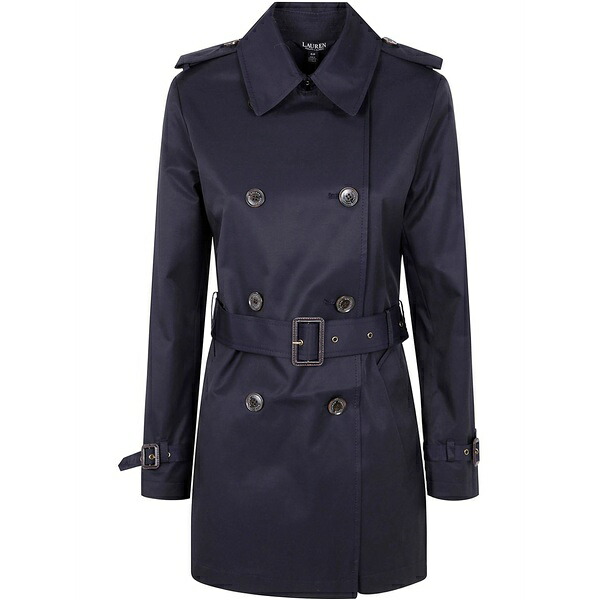 ラルフローレン レディース 厚地の外套 アウター Double-breasted trench coat Blue