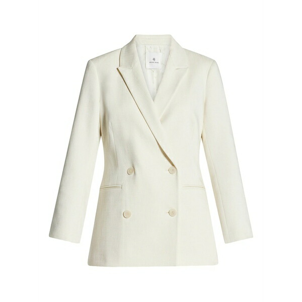 アニービン レディース 厚地の外套 アウター Jasmine double-breasted blazer White