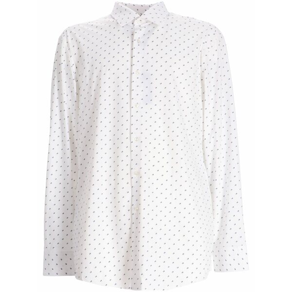 ボス メンズ シャツ トップス Patterned cotton shirt White｜asty