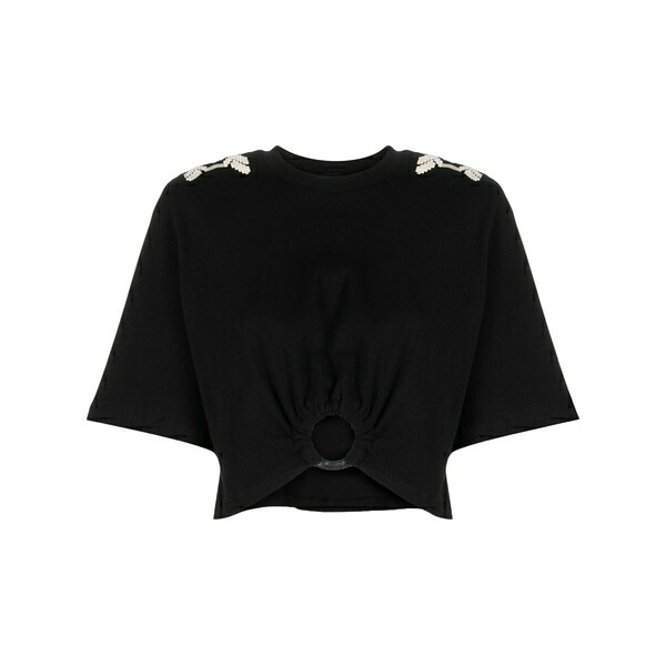 ジョハンナ・オーティズ レディース ティーシャツ トップス Ensenada embroidered cropped t-shirt  Black