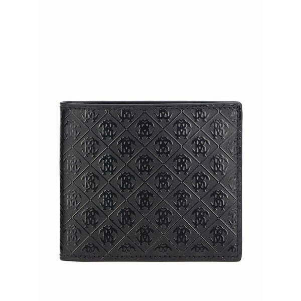 ロベルトカヴァリ メンズ 金入れ 付属物 Monogram-embossed ビスマス-fold wallet Black