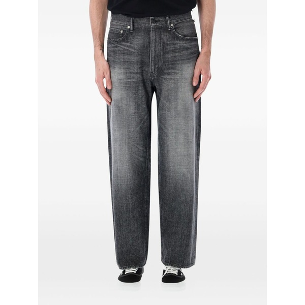 ナナミカ メンズ デニムパンツ ボトムス Faded straight-leg jeans Black|asty