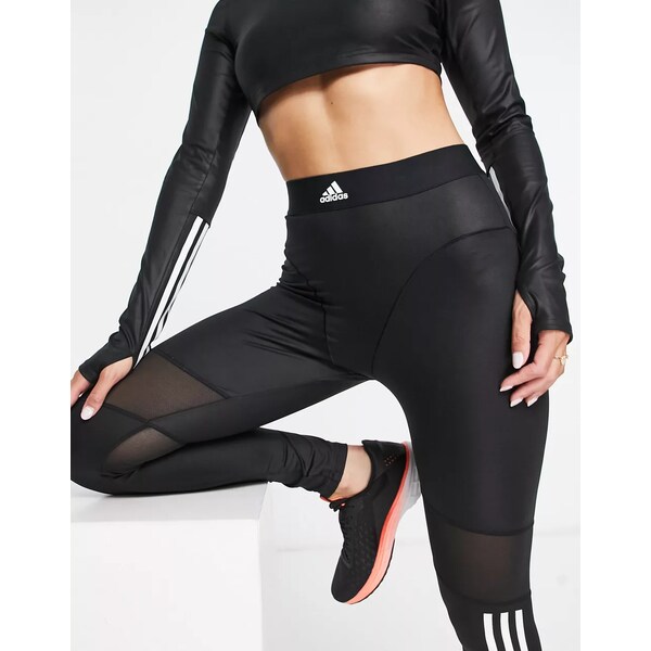 激安通販の アディダス レディース レギンス ボトムス Adidas Training Hyperglam 3 Stripe Leggings In Black Black Fucoa Cl