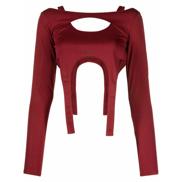 ヘリオットエミル レディース プルオーバー トップス Layered long-sleeved crop top  Red