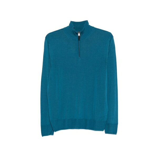 カナーリ メンズ 編み物\u0026プルオーバー アウター Half-zip sweater Blue