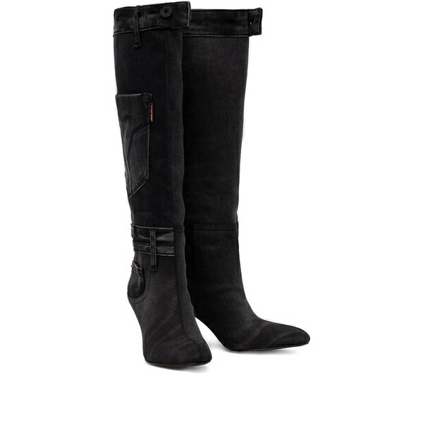 仕損ない シックスティ レディース ブーツ シューズ Pocket detail knee-high boots Black