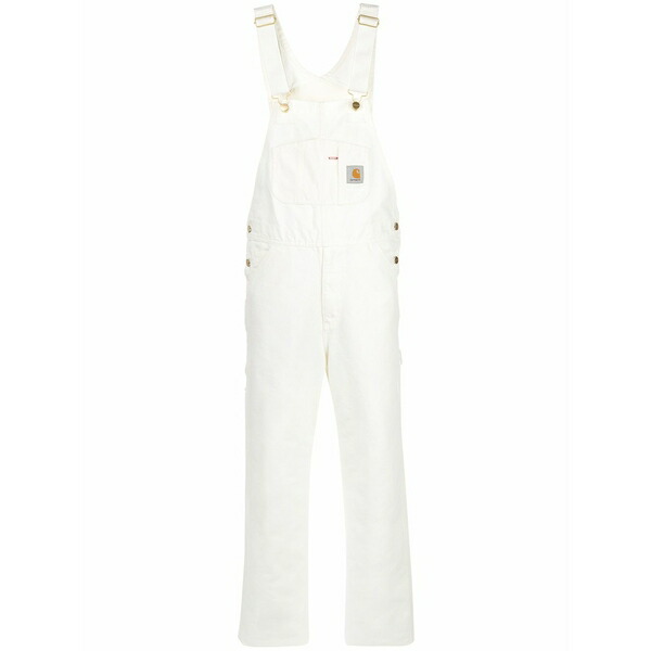 鉄道車両ハート形 メンズ ジーンズズボン下 ボトムス Straight-leg denim overalls White