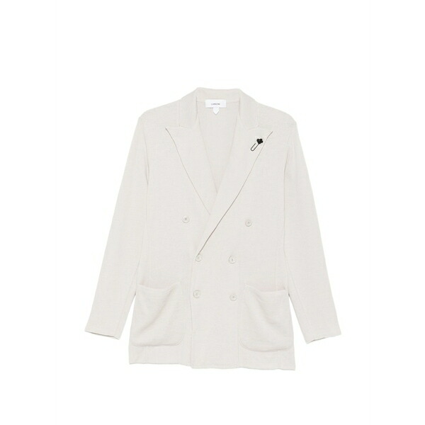 ラルディーニ メンズ ジャケット＆ブルゾン アウター Double-breasted cotton blazer Neutrals｜asty