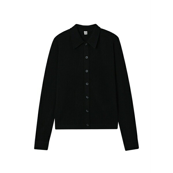 トーテム レディース ジレー アウター Buttoned collar cardigan Black