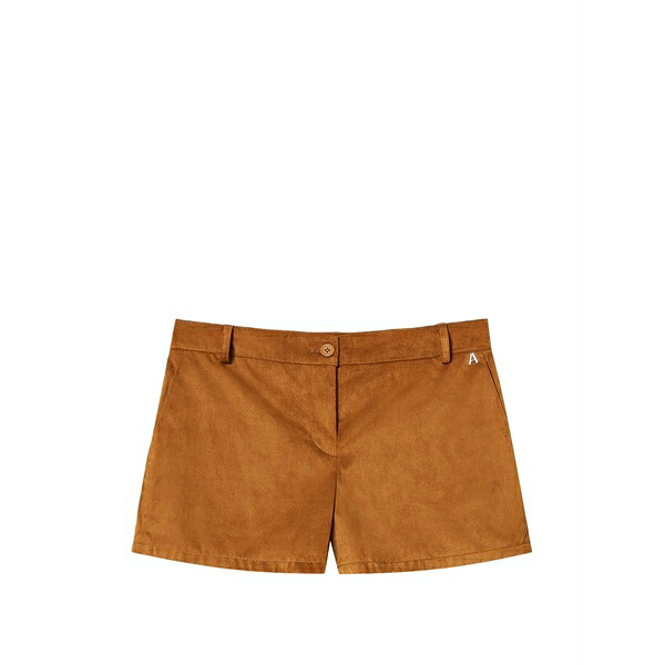 ツイン仕掛ける レディース 心地好いズボン下 ボトムス Faux-suede mini shorts Brown