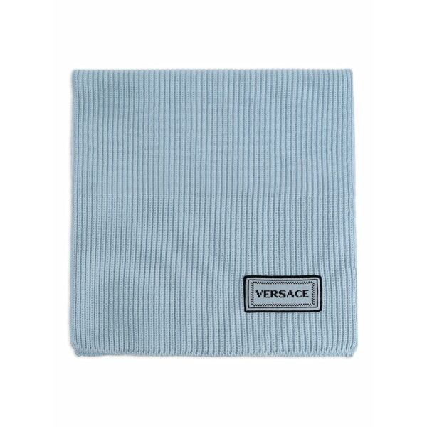 ヴェルサーチ レディース えり巻き・袈裟・えり巻き 付属物 Ribbed logo-detail scarf Blue