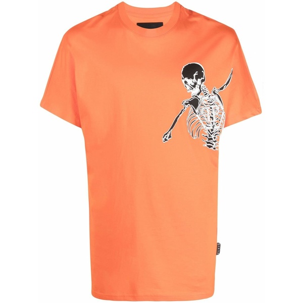 フィリップ飾り気の無い メンズ プルオーバー トップス Skeleton-print t-shirt Orange