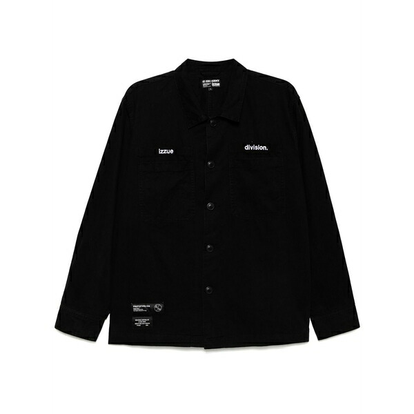 イズエ メンズ シャツ トップス Logo-embroidered shirt Black