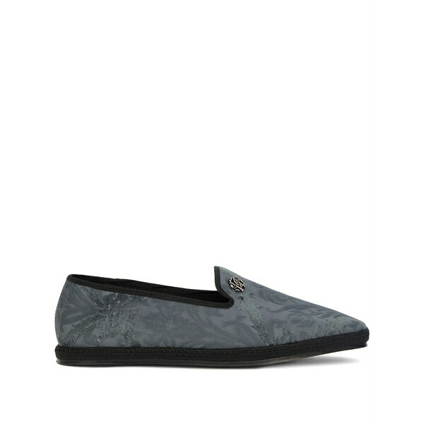 ロベルトカヴァリ メンズ スリッポン・ローファー シューズ Embossed-logo loafers Grey