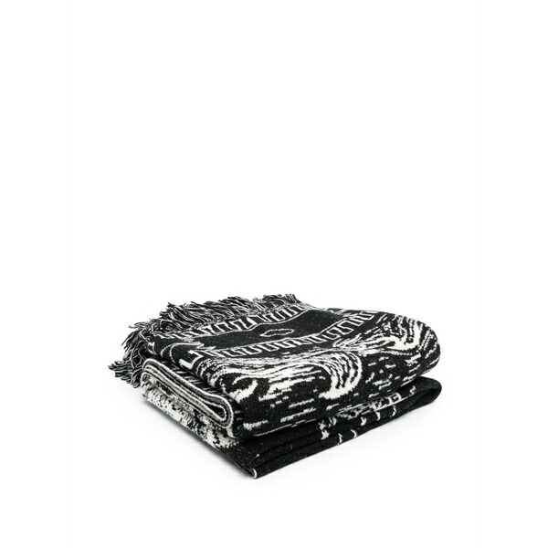 アラヌイ メンズ えり巻き・袈裟・えり巻き 付属物 Intarsia-knit frayed scarf Black