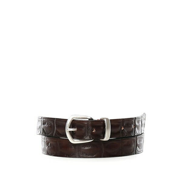 イレブンティ メンズ 三尺帯 添え物 Crocodile-effect buckle belt Brown