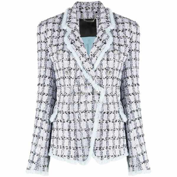 フィリップ飾り気の無い レディース 上衣＆上衣 アウター Tweed button-up blazer Blue