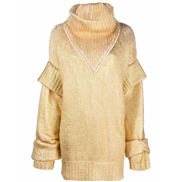 フィリップ飾り気のない レディース 編み物\u0026プルオーバー アウター Maxi hexagon metallic pullover Neutrals