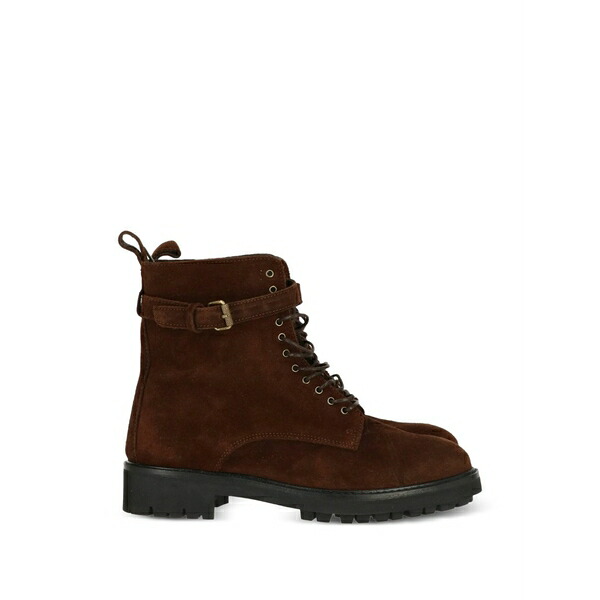 呼びりん原材料 レディース ブーツ シューズ Buckle-detail lace-up boots Brown