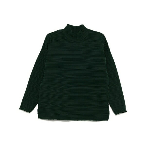 プリーツ プリーズ イッセイ ミヤケ レディース Tシャツ トップス Crepe knitted top Green|asty