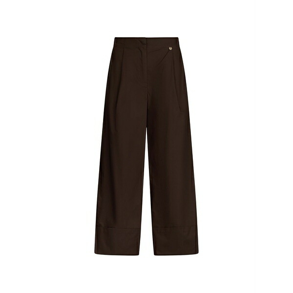 リュージョー レディース 心地好いズボン下 ボトムス Logo-plaque flared trousers Brown