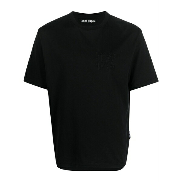 パーム・エンジェルス メンズ プルオーバー トップス Logo-embroidered t-shirt Black