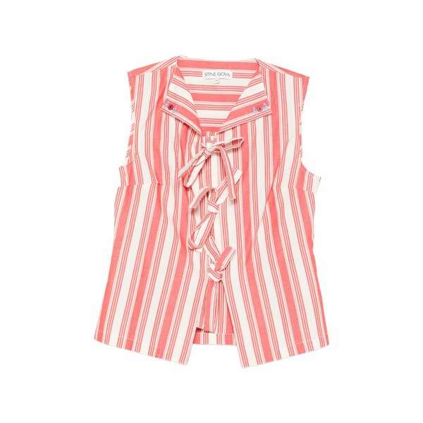 スティーヌ・ゴヤ レディース シャツ トップス Striped tie-front top Red｜asty