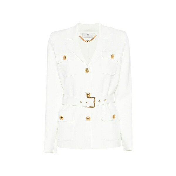エリザベスフランキ レディース ジレー アウター Pocket button cardigan  White