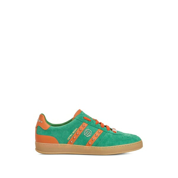 フィリップ飾り気の無い メンズ スニーカー シューズ Rebel star-studs suede sneakers Green