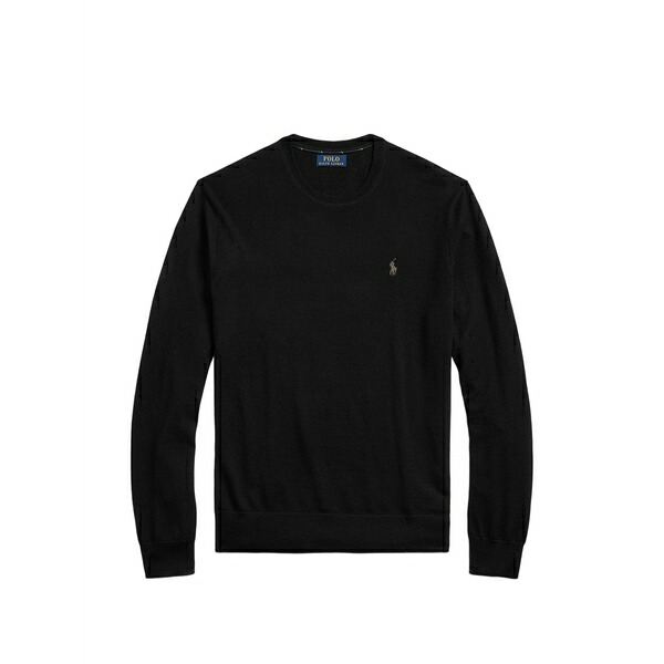 ラルフローレン メンズ ニット&セーター アウター Embroidered crew-neck sweater Black|asty